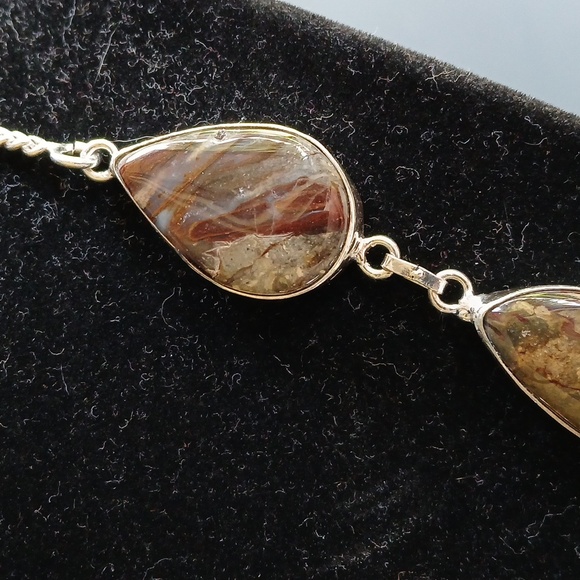 New Ocean Jasper & Turritella Agate 925 Silver Necklace. - Picture 8 of 15